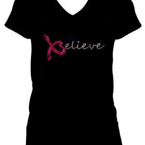 Ladies v neck Blk Believe