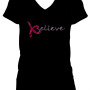 Ladies v neck Blk Believe