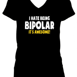 Ladies v neck Blk Bipolar